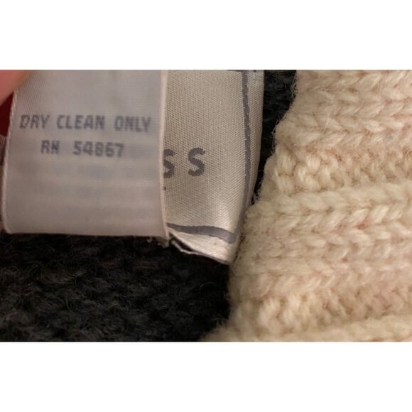 Vintage Express Tricot Wool Fair Isle Cardigan Sweater Zips Gray Red Blue Small - Picture 4 of 8